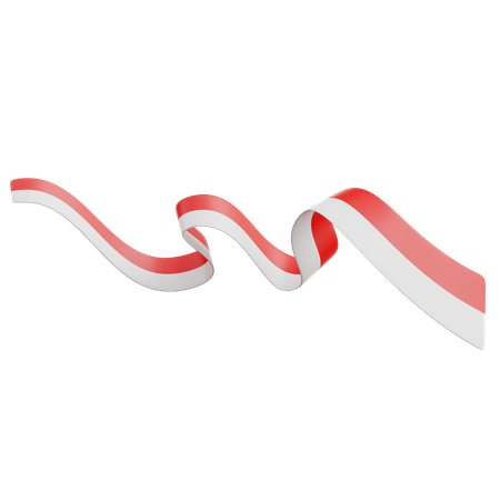 Indonesian Flag Ribbon  3D Icon
