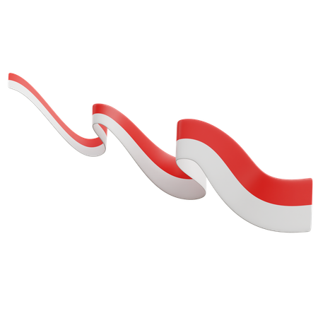 Indonesian Flag Ribbon  3D Icon