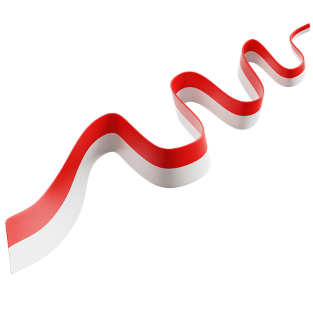 Indonesian Flag Ribbon  3D Icon