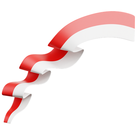 Indonesian Flag Ribbon  3D Icon