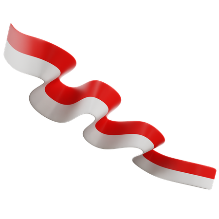 Indonesian Flag Ribbon  3D Icon