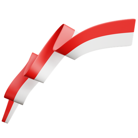 Indonesian Flag Ribbon  3D Icon
