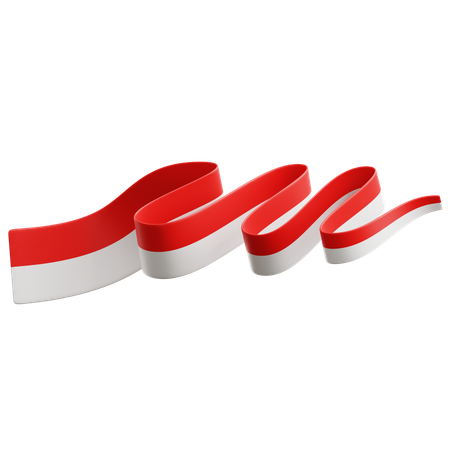 Indonesian Flag Ribbon  3D Icon