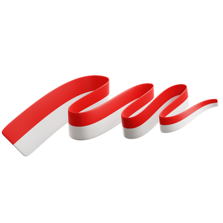 Indonesian Flag Ribbon  3D Icon