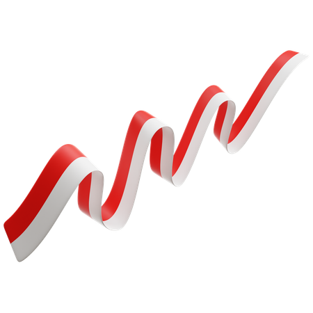 Indonesian Flag Ribbon  3D Icon