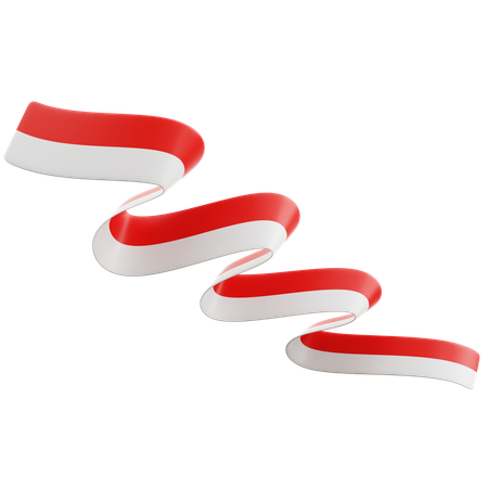Indonesian Flag Ribbon  3D Icon