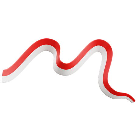 Indonesian Flag Ribbon  3D Icon