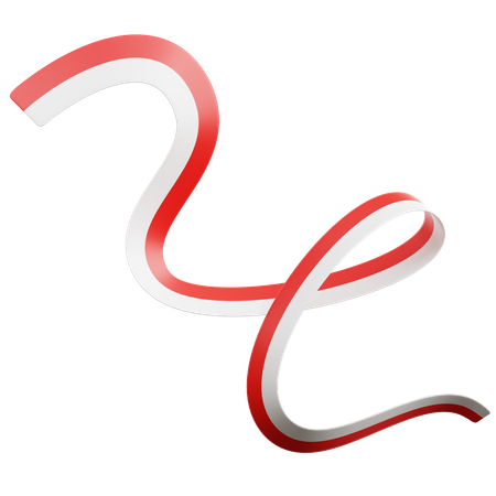Indonesian Flag Ribbon  3D Icon
