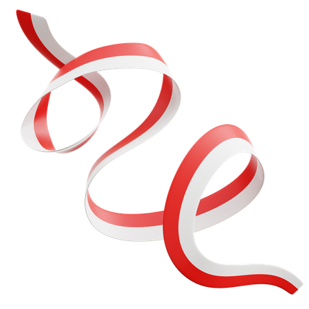 Indonesian Flag Ribbon  3D Icon