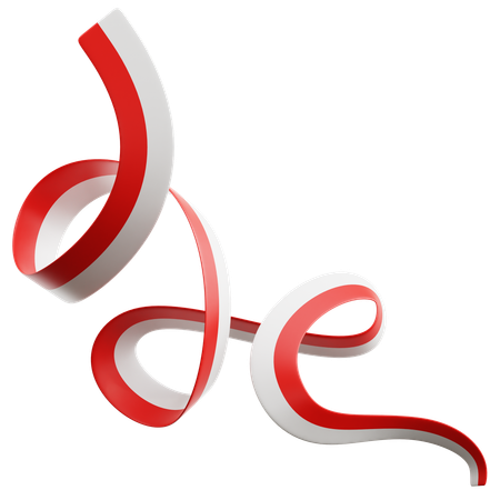 Indonesian Flag Ribbon  3D Icon