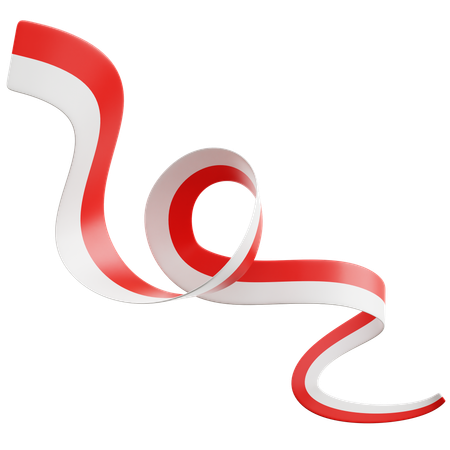 Indonesian Flag Ribbon  3D Icon