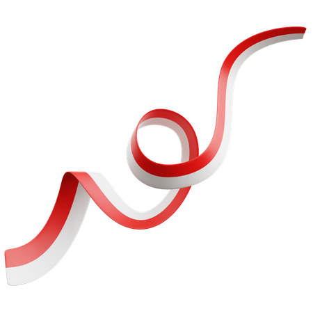 Indonesian Flag Ribbon  3D Icon