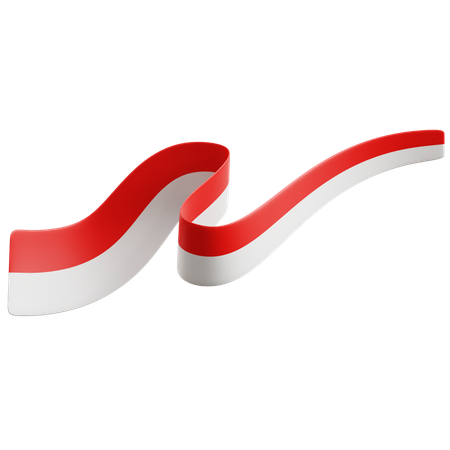 Indonesian Flag Ribbon  3D Icon