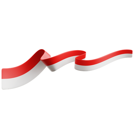 Indonesian Flag Ribbon  3D Icon