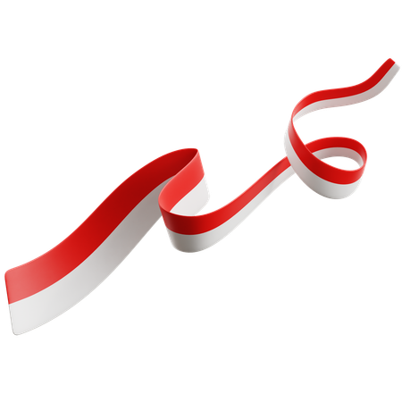 Indonesian Flag Ribbon  3D Icon