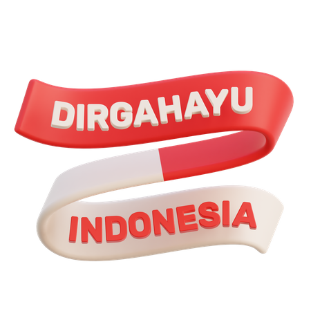 Indonesian Flag Ribbon  3D Icon