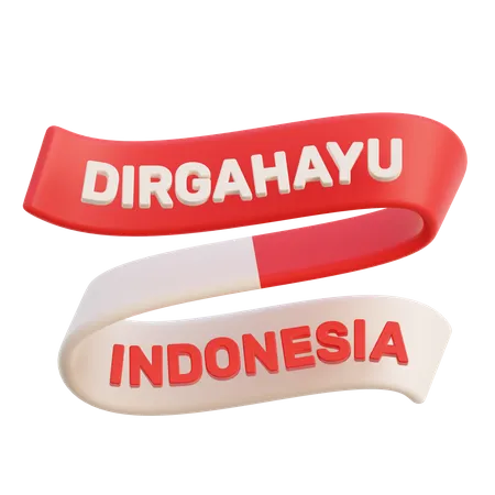 Indonesian Flag Ribbon  3D Icon