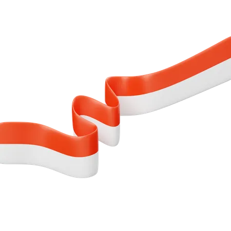 Indonesian Flag Ribbon  3D Icon