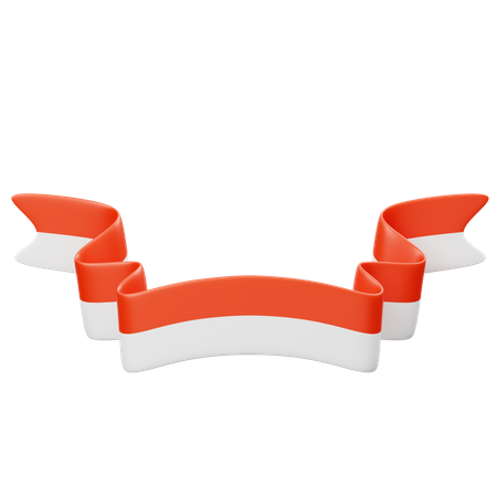 Indonesian Flag Ribbon  3D Icon