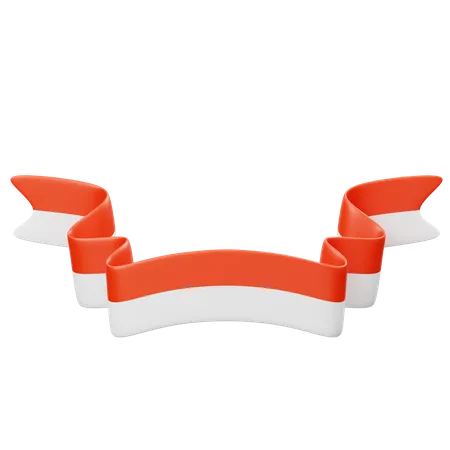 Indonesian Flag Ribbon  3D Icon