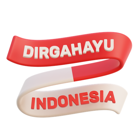 Indonesian Flag Ribbon  3D Icon