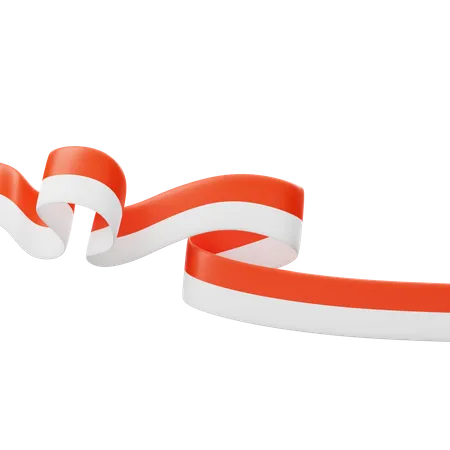 Indonesian Flag Ribbon  3D Icon