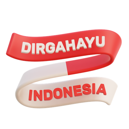 Indonesian Flag Ribbon 3D Icon
