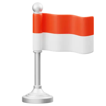 Indonesian Flagpole  3D Icon