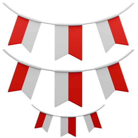 Indonesian flags Garland  3D Icon