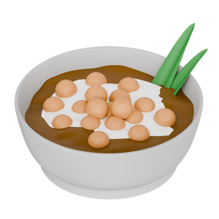 Indonesian Food Bubur Candil Made From Flour With Palm Sugar In A Bowl  3D Icon