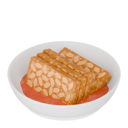 Indonesian Food Fried Tempeh With Sauce  3D Icon