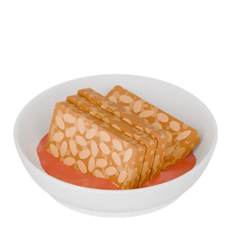 Indonesian Food Fried Tempeh With Sauce  3D Icon