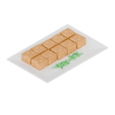 Indonesian Food Fried Tofu With Cayenne Pepper  3D Icon