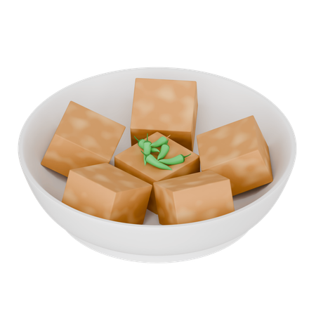 Indonesian Food Fried Tofu With Cayenne Pepper  3D Icon