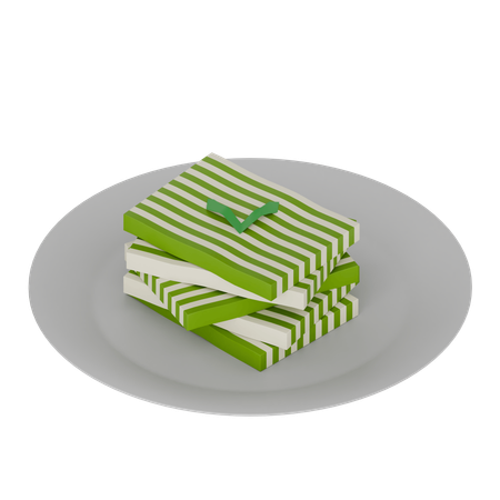 Indonesian Food Kue Lapis Pandan  3D Icon