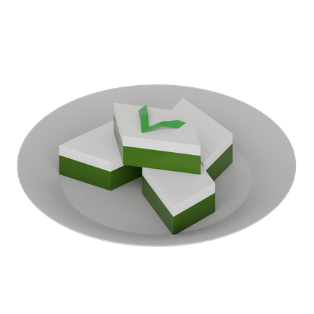 Indonesian Food Kue Talam Pandan  3D Icon