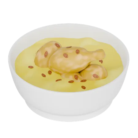 Indonesian Food Opor Ayam Made From Chicken Cooked With Coconut Milk In A Bowl  3D Icon