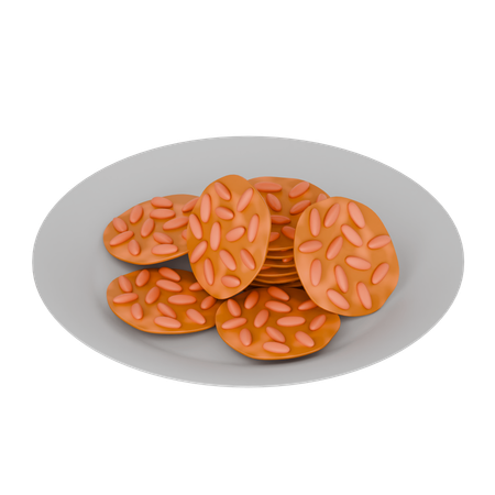 Indonesian Food Peyek Kacang  3D Icon