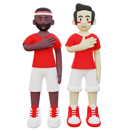 Indonesian Guy doing salute with hand on chest  3D Icon