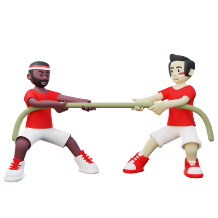 Indonesian Guy doing traditional tug of war competition on Indonesia independence day  3D Icon