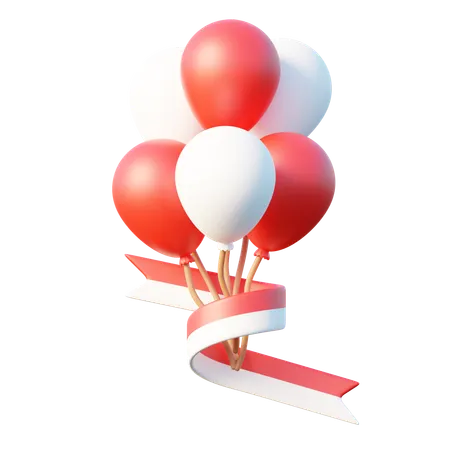 인도네시아 독립기념일 풍선  3D Icon