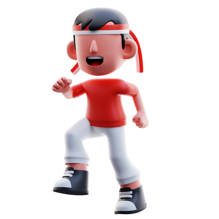 Indonesian Kid Running  3D Illustration