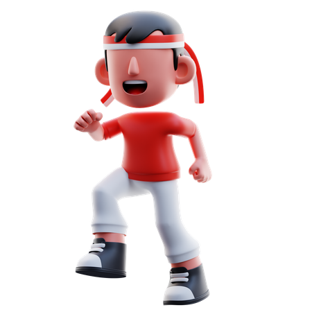 Indonesian Kid Running  3D Illustration