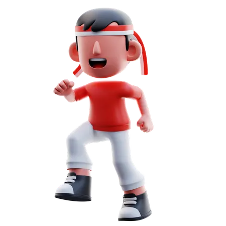 Indonesian Kid Running  3D Illustration