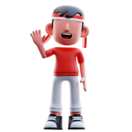 Indonesian Kid Say Hello  3D Icon