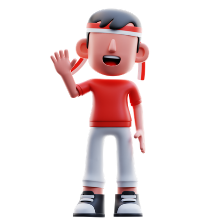 Indonesian Kid Say Hello  3D Illustration