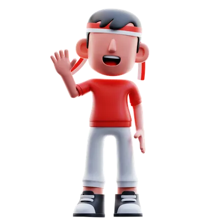 Indonesian Kid Say Hello  3D Illustration