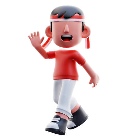 Indonesian Kid Walking  3D Icon