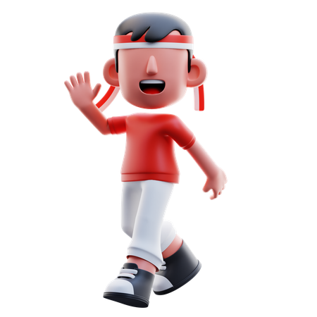 Indonesian Kid Walking  3D Illustration