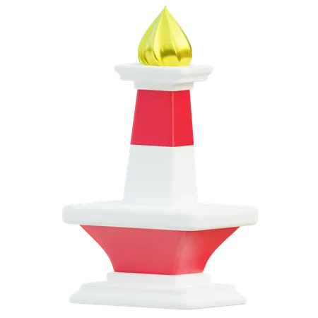 A 3 D Illustration Of Jakartas Famous Monas Tower Captured In The Colors Of The Indonesian Flag With Its Distinctive Golden Flame 3D Icon